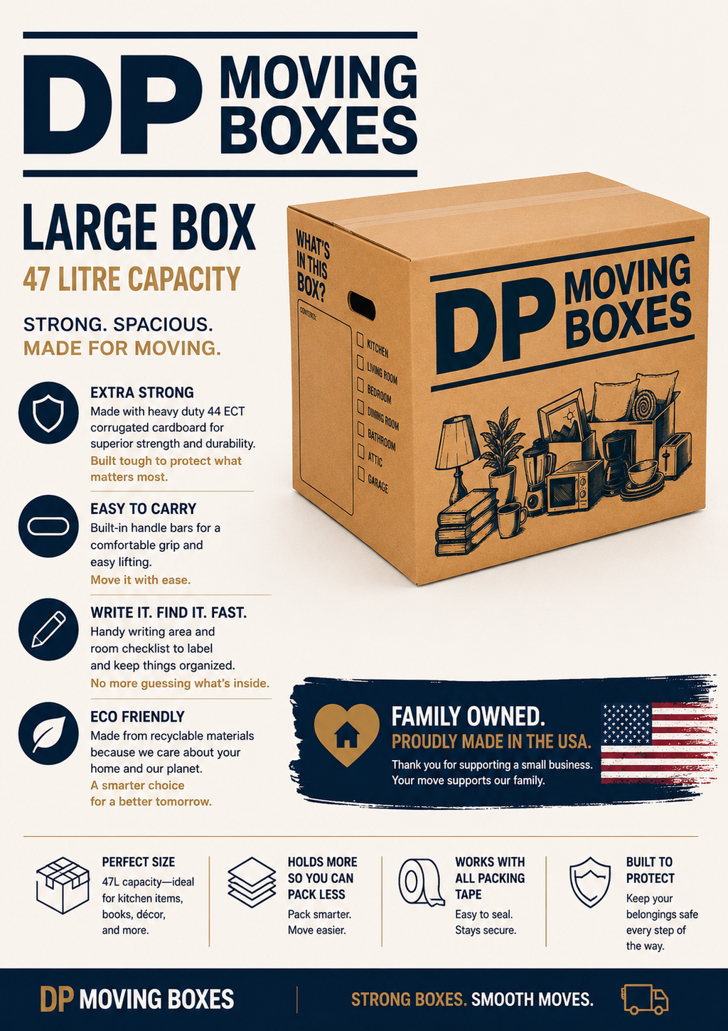 Large Heavy-Duty Cardboard Moving & Storage Boxes