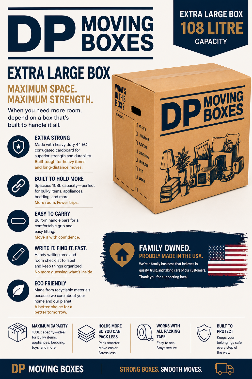 Extra Large Heavy-Duty Cardboard Moving & Storage Boxes